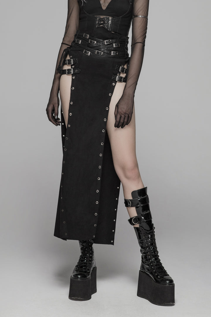 Gothic Steampunk Vintage Cotton Skirt For Women – Plus Size S To 6XL, Black 3XL Shown