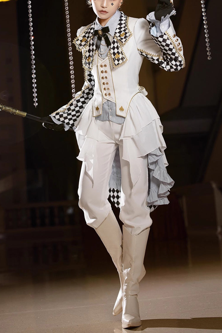 ホワイト イモータル ロスト アリス チェック柄プリント エレガントな王子ファッション ロリータ コート