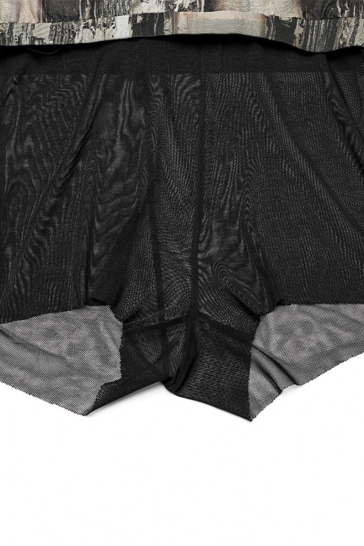 Schlanke Mesh-Leggings mit Batikmuster für Damen in Steampunk-Optik, 2 Farben