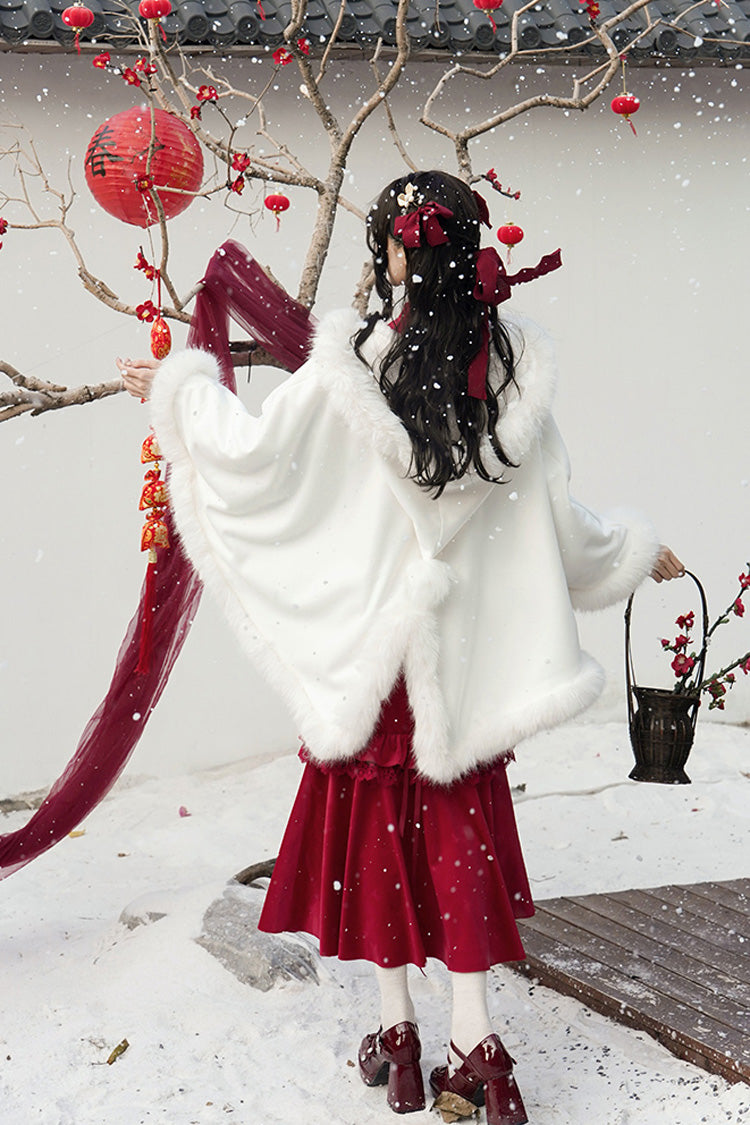 Red Long Sleeves Ruffle Embroidery Bowknot Lace Classic Chinese Style Elegant Lolita Dress