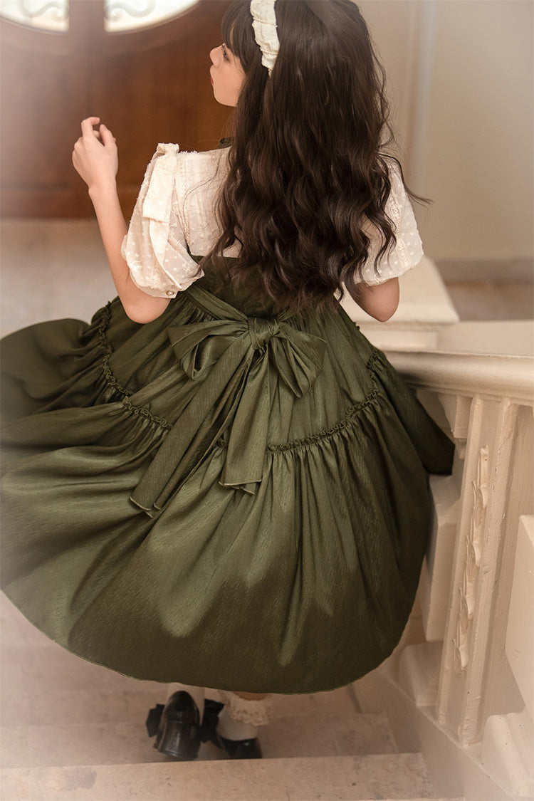 Dark Green Noble Retro Elegant Country Poetry Classic Lolita Dress