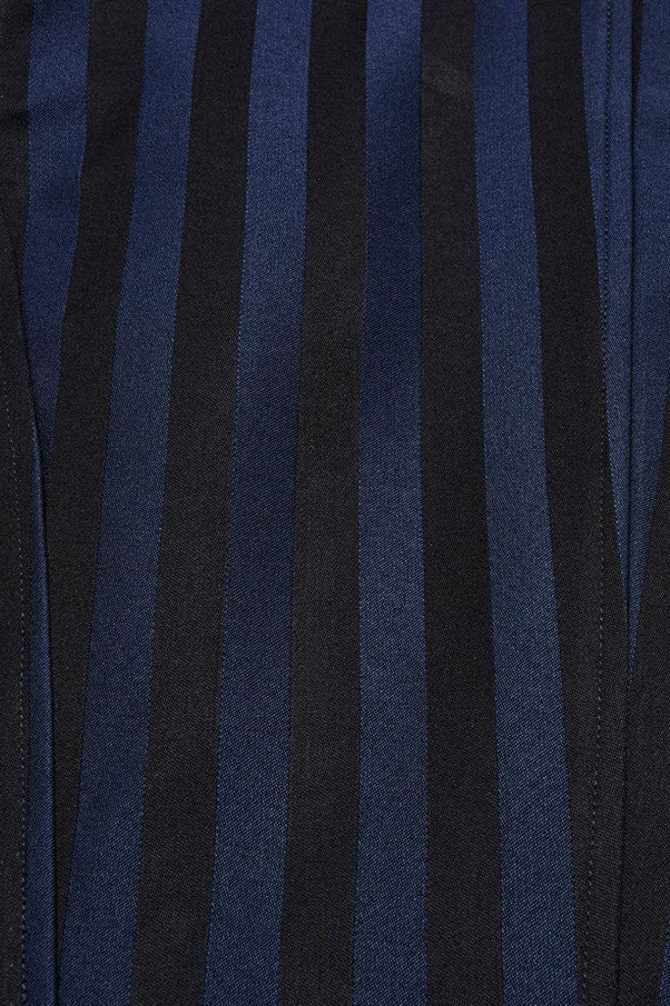 Black/Blue V Collar Sleeveless Striped Print Buckle Men's Punk Vest