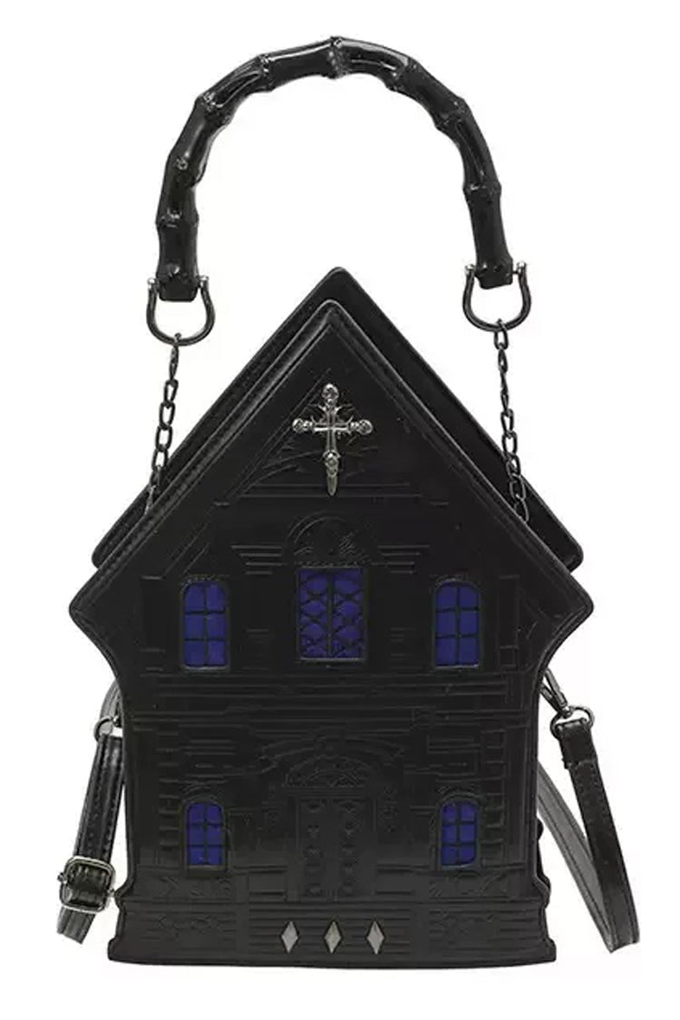 House Shaped Cross Decorated Chain Strap Bamboo Handle Women's Gothic Lolita Handbag Shoulder Bag