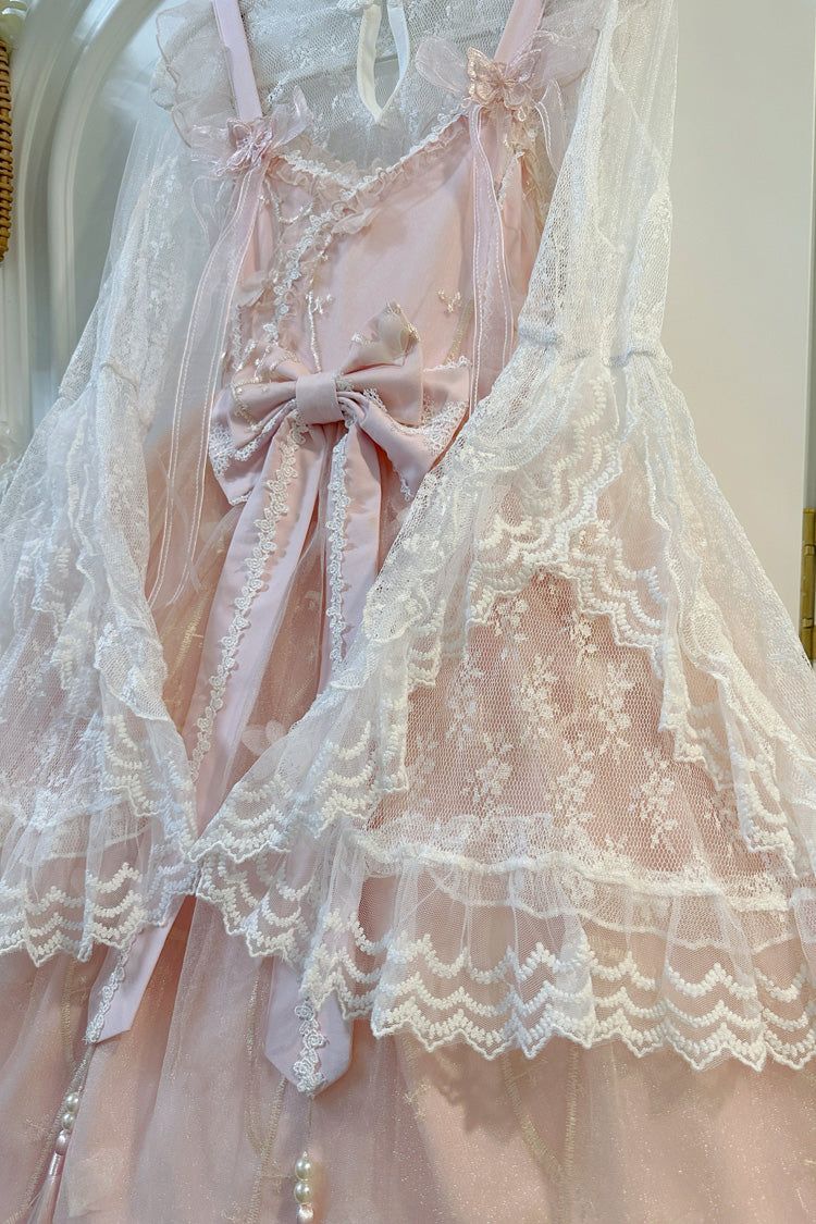 Sweet Sleeveless Ruffle Embroidery Bowknot Lace Chinese Style Lolita Jsk Dress 2 Colors