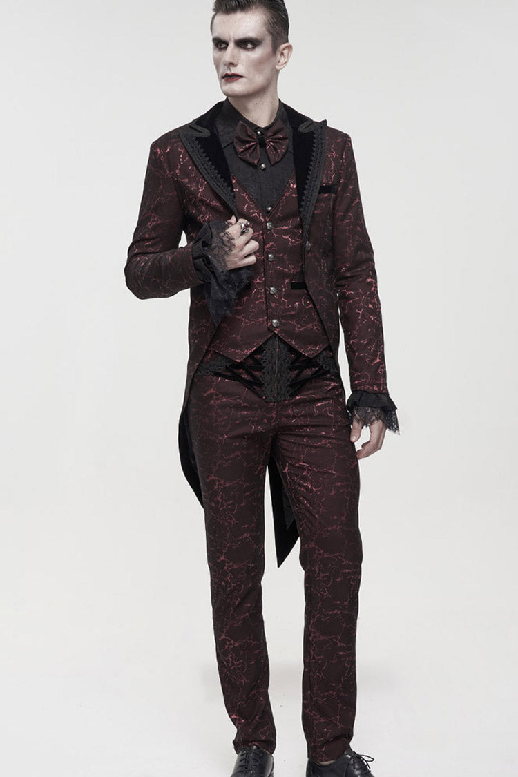 ine Gothic Glossy Pattern Drawstring Lace Decoration Men's Pants