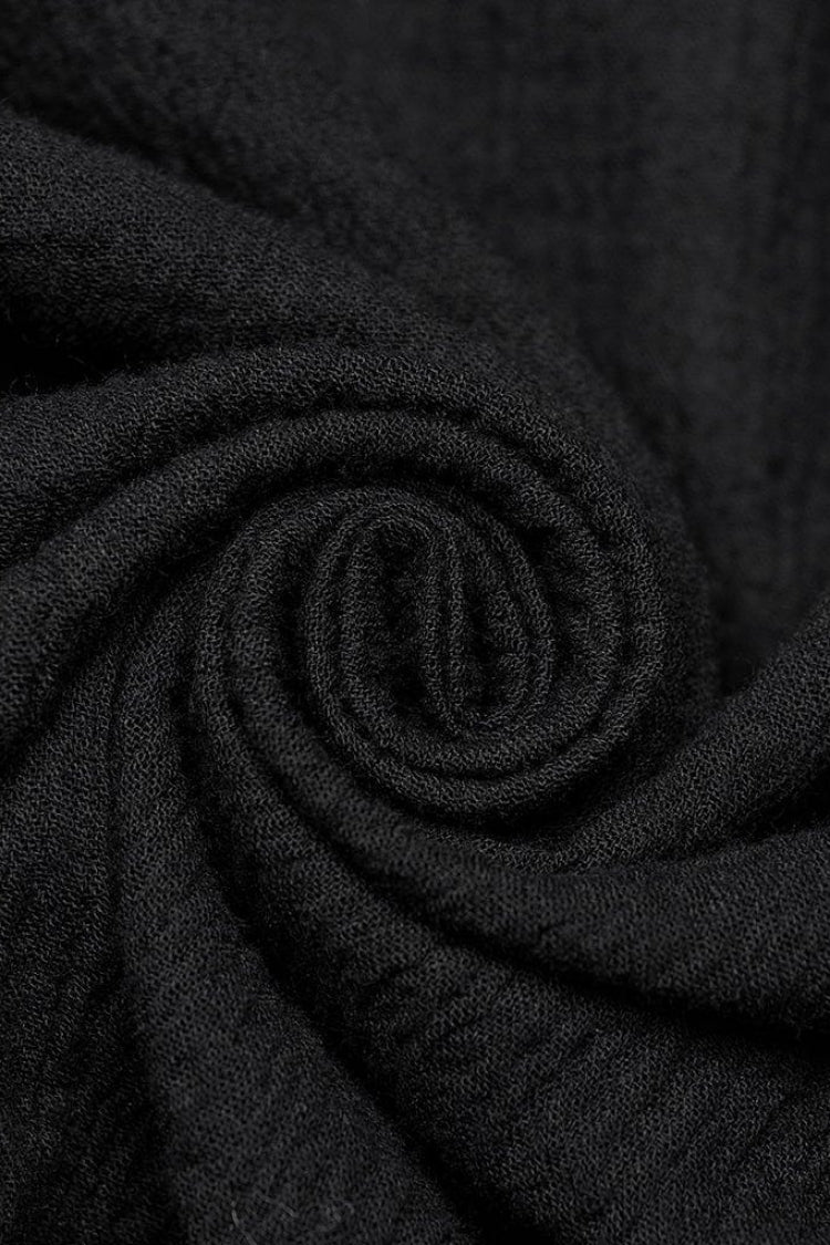 Black Lapel Collar Long Sleeves Metal Buttons Webbing Decoration Mens Gothic Blouse