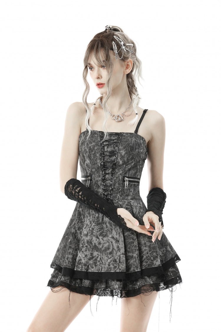 Schwarze Damen-Gothic-Spinnennetz-Spitze-zerrissene lange Handschuhe-Ärmelhülle
