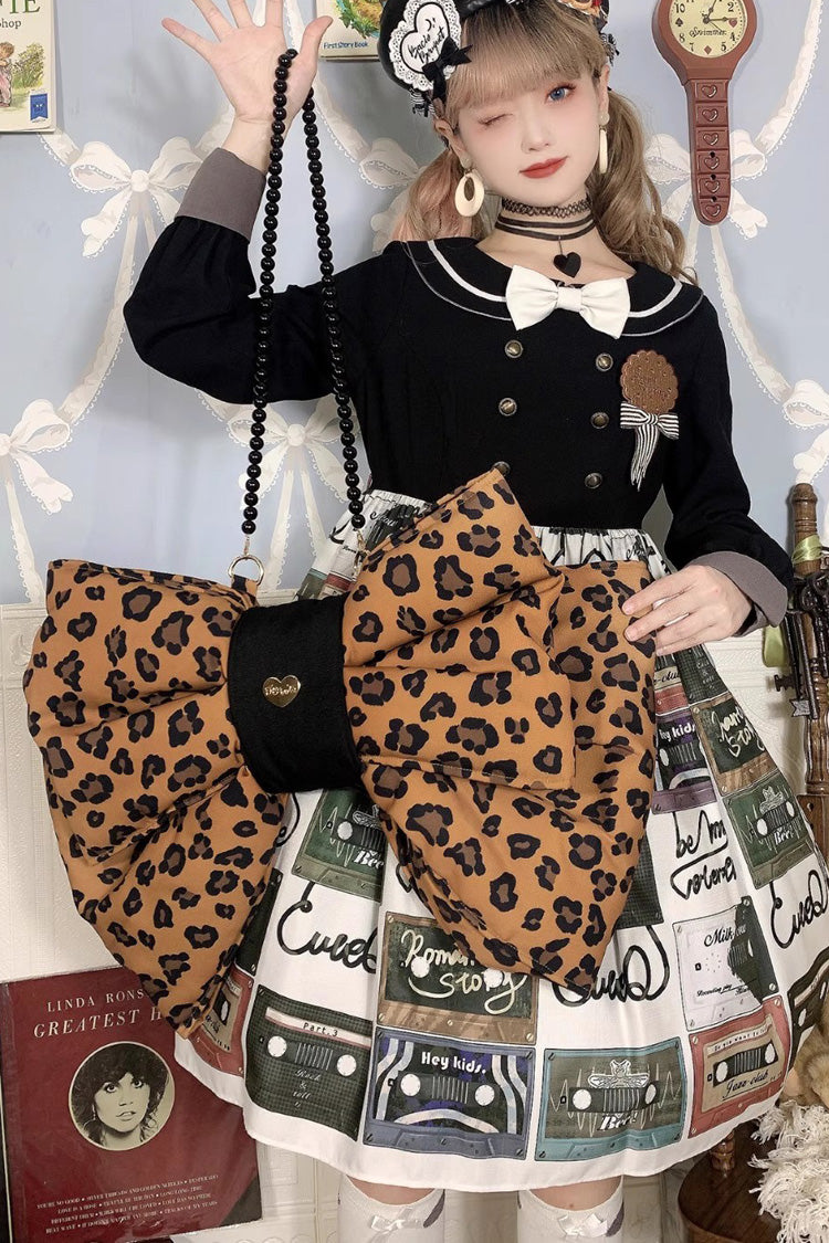 Brown Polka Dot Print Bowknot Shaped Sweet Lolita Backpack