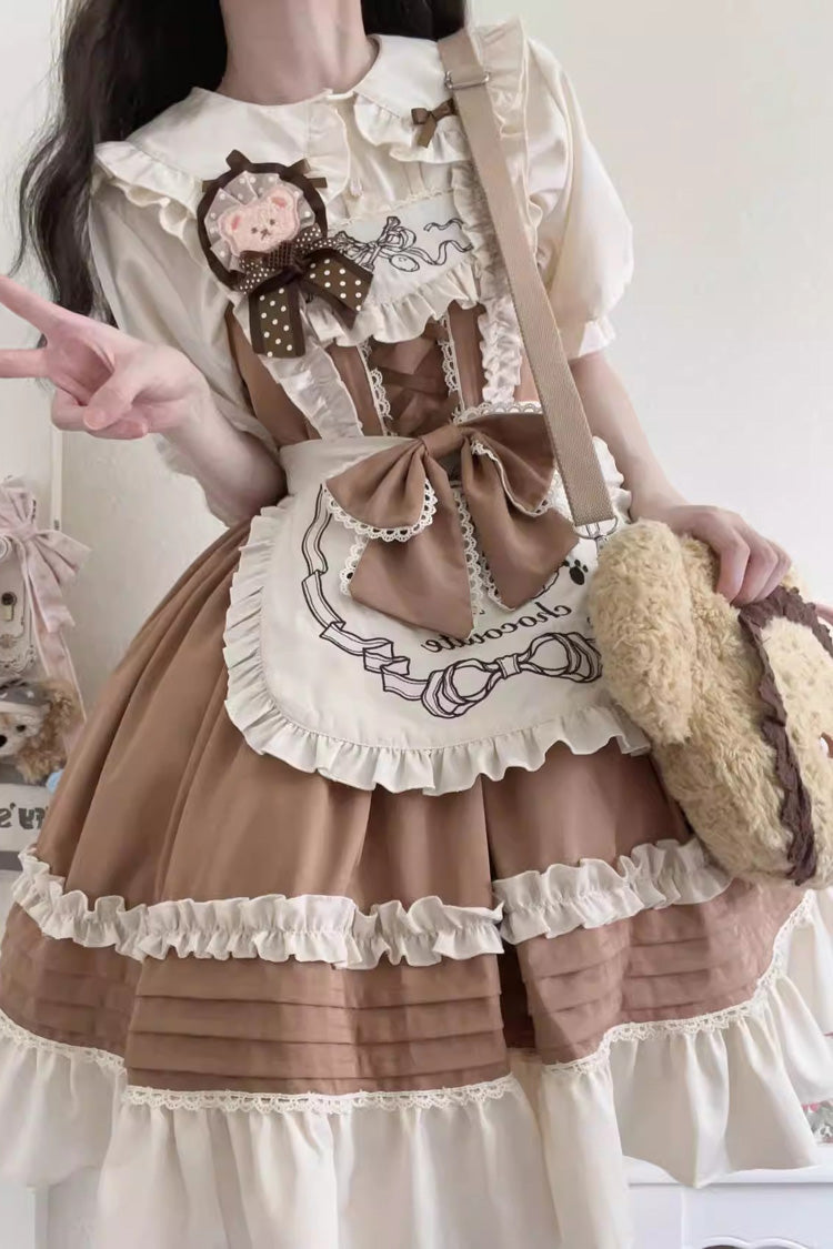 Raw Chocolate Mille Crepe Ruffle Bowknot Sweet Princess Lolita Jsk Dress 3 Colors