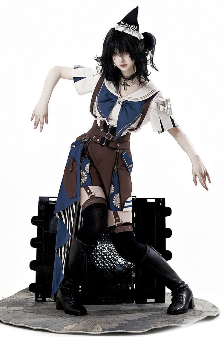 Brown [Inventor of Wonderful Equipment] Ouji Punk Cool Lolita Bib Shorts