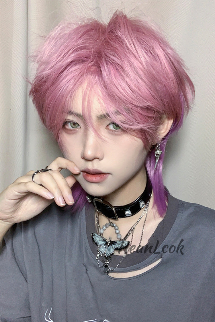 Purple/Pink Wolf Tail Mullet Head Medium Haircut Ouji Wig