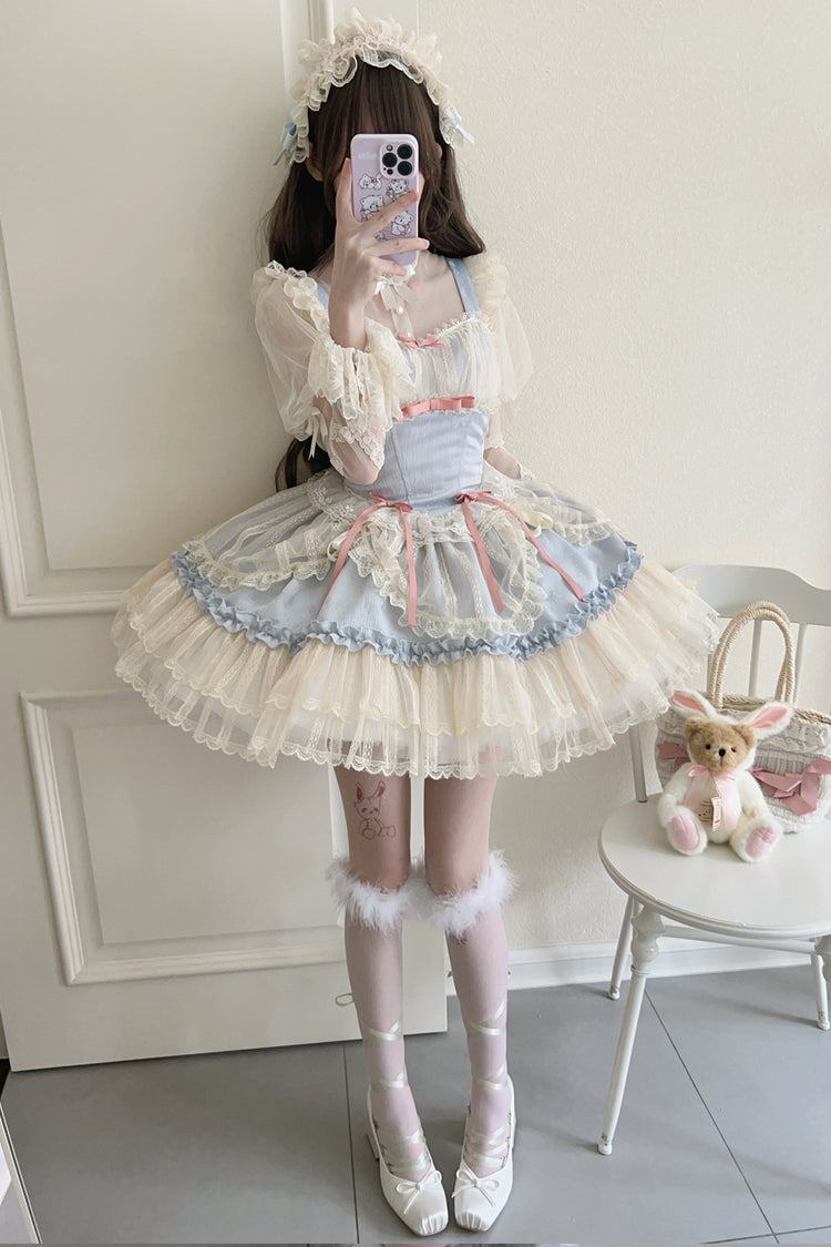 [Flower Season] Bowknot Lace Sweet Ballet Lolita Jsk Dress 4 Colors