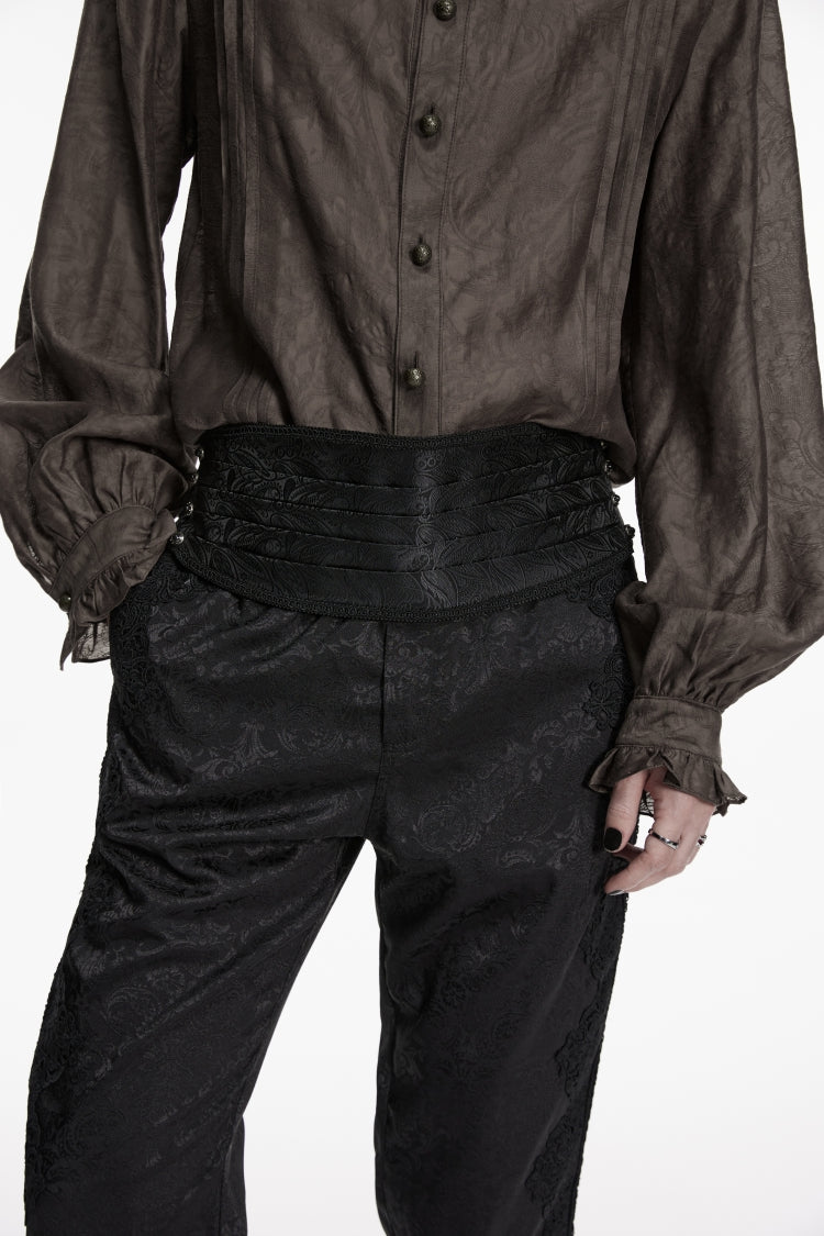 Schwarzes, besticktes, plissiertes Herren-Gothic-Accessoire