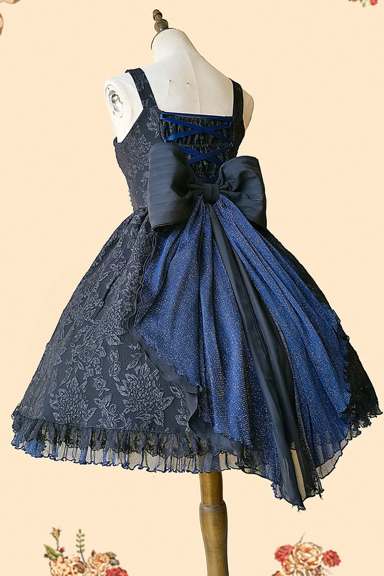 Black/Blue Ruffle Cardigan Bowknot Lace Classic Lolita Dress