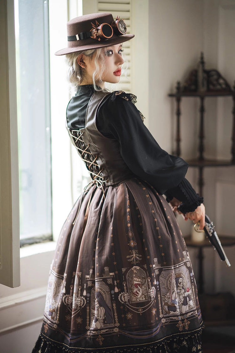 Demon Hunting Notes Print Ruffle Sweet Elegant Lolita Skirt 2 Colors