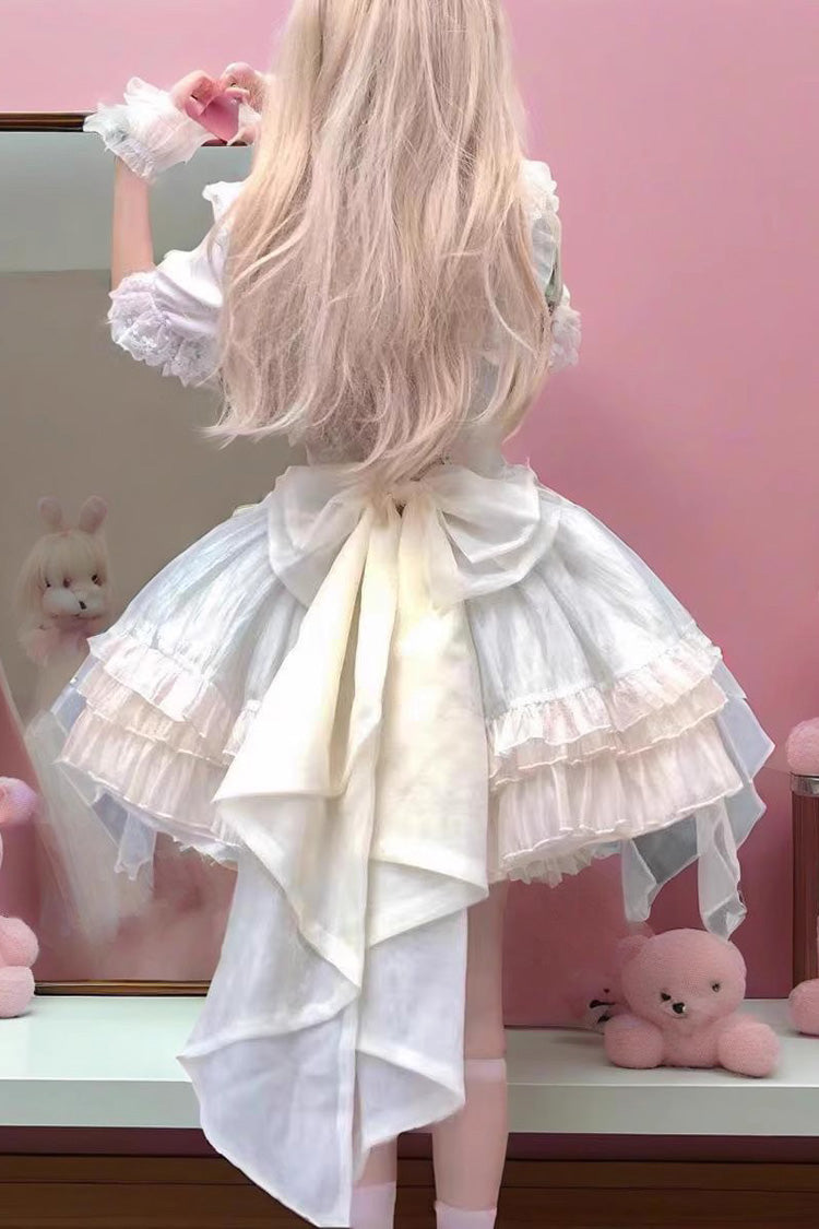 Green [Camellia Love] Sleeveless Triple-Layered Ruffle Bowknot Lace Sweet Princess Lolita Jsk Dress