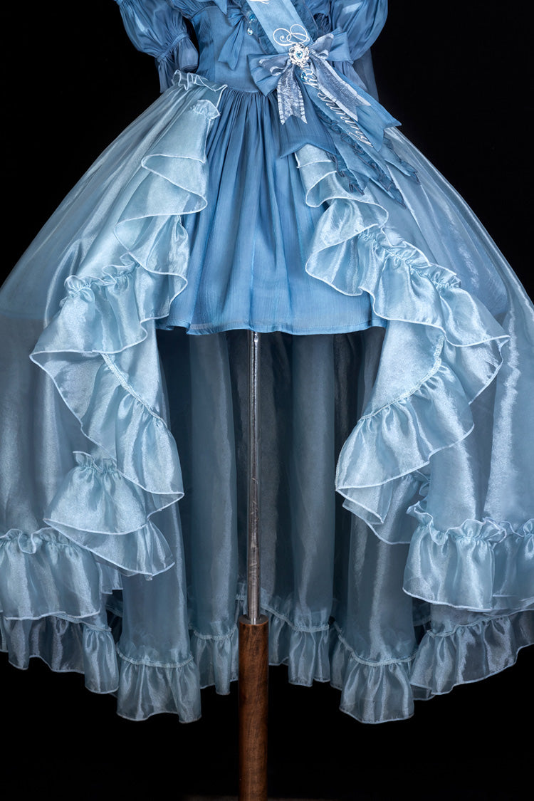 Bleu [Princesse Sirène] Volant Hanayome Nœud Papillon Doux Élégant Lolita Jsk Ensemble de Robe 
