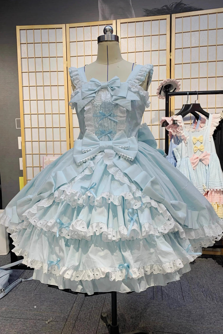 [Grisha] Gilet sans manches à volants triple couche avec nœud en dentelle douce taille plus robe Lolita Jsk 3 couleurs 