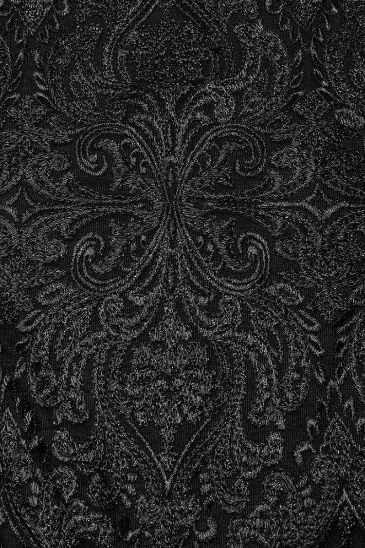 Black Studded Embossed Embroidery Lace-Up Women's Gothic Skirt