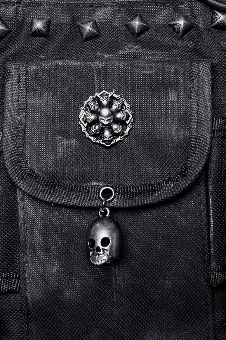 Black Post-Apocalyptic Rivets Skull Women's Steampunk Adjustable Strap Bag
