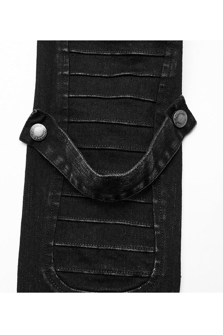 Black Denim Slant Pocket Washed Distressed Stretch Women's Punk Jacket