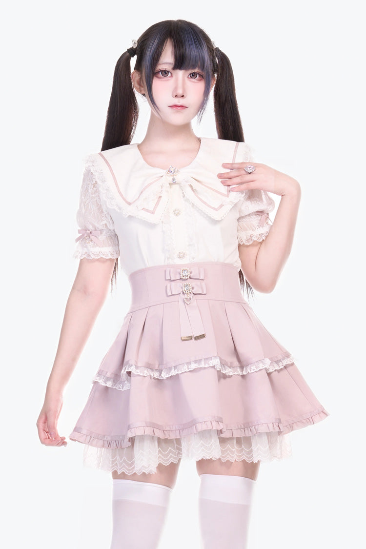 [Fruit Candy] Ruffle Bowknot Lace Sweet Jirai Kei Japanese Skirt 5 Colors