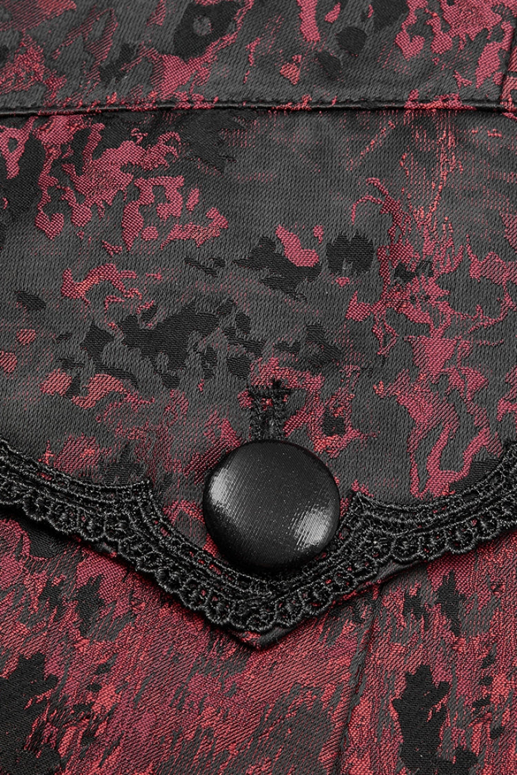 Black/Red Long Sleeves Lace Gorgeous Men's Gothic Vintage Tuxedo Coat