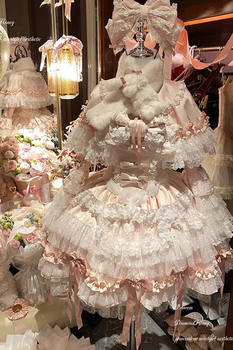 [Girl Doll] Multi-Layered Ruffle Bowknot Lace Sweet Princess Lolita Jsk Dress