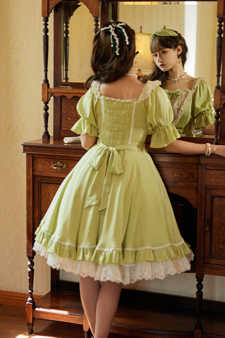 Midsummer Galaxy Solid Color Short Sleeves Ruffle Bowknot Sweet Lolita OP Dress