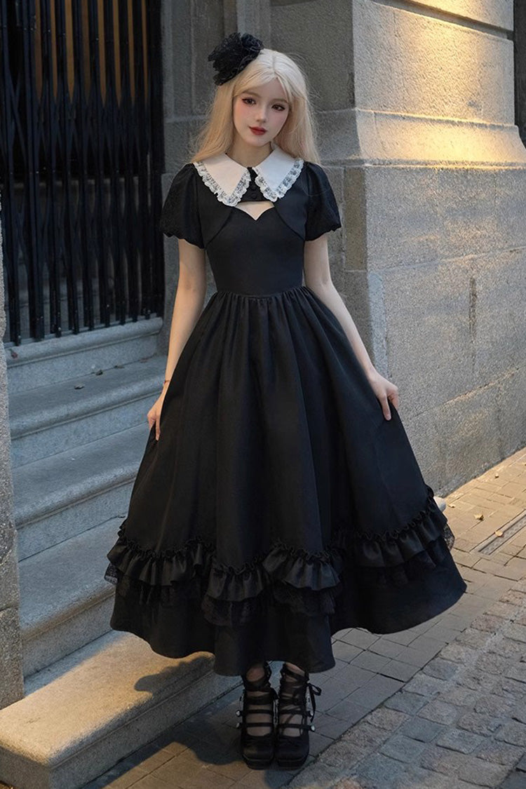 Black Symphony of the Night Solid Color Jacquard Gothic Lolita Jsk Dress