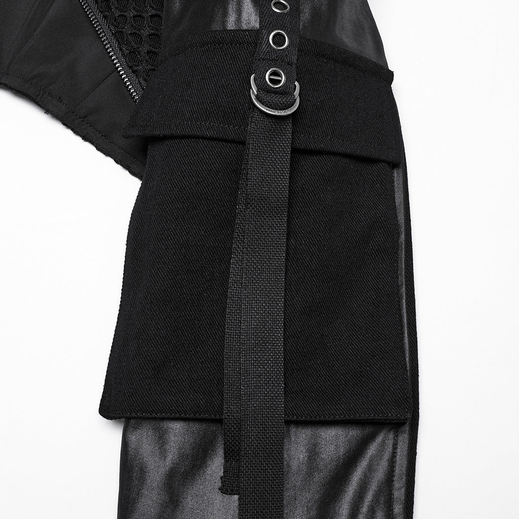 Black Stand Collar Long Sleeves Rivet Women's Gothic Short Jacket