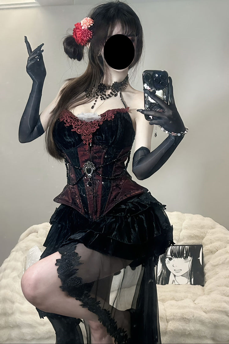 Black Sexy Hot Girl Triple-Layered Ruffle Gothic Lolita Skirt