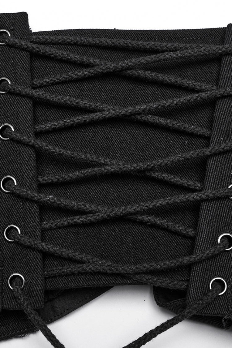 Black Interlaced Lace-Up Buckle Women's Punk Underbust Corset