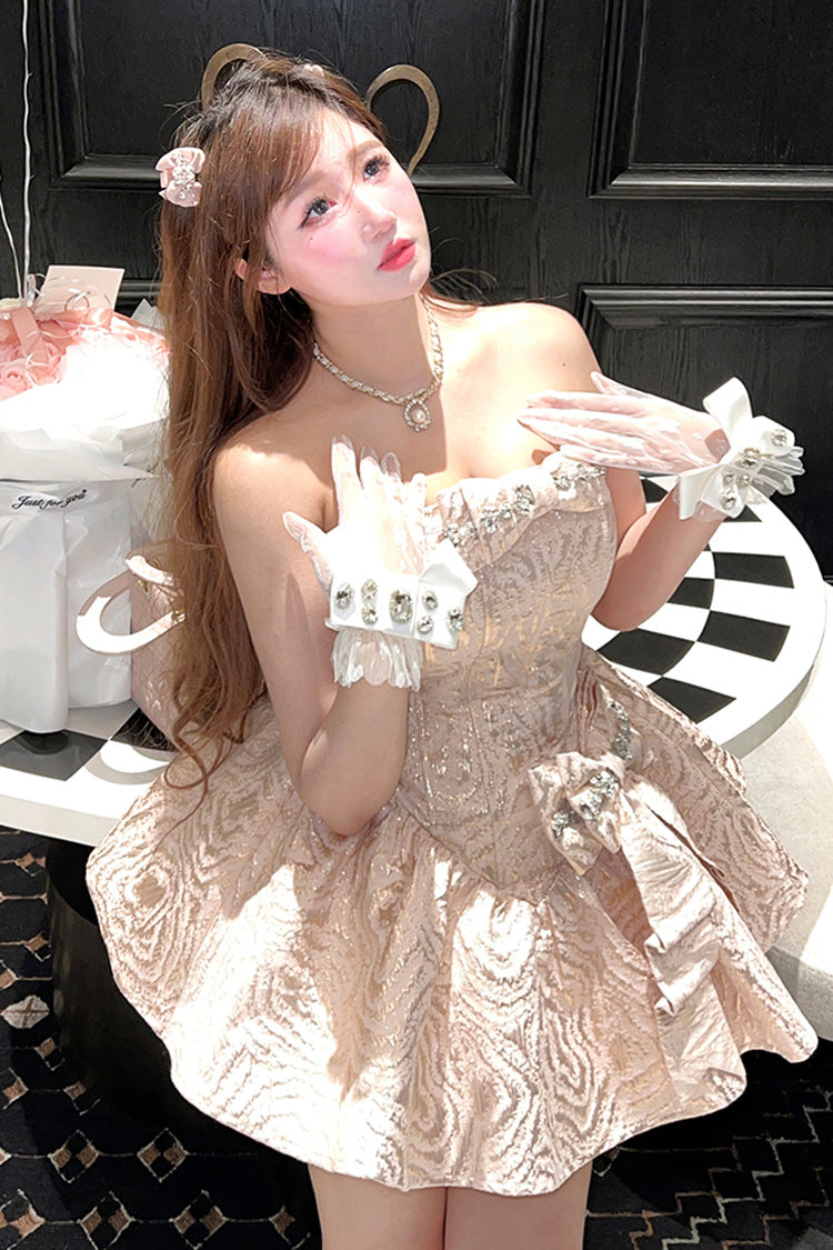 Fragrance Miss Bowknot Sweet Gorgeous Lolita Strapless Dress 2 Colors