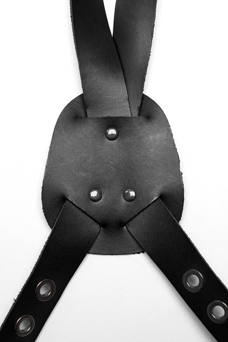 Black Faux Leather Vest Straps Men's Steampunk Vest Bag