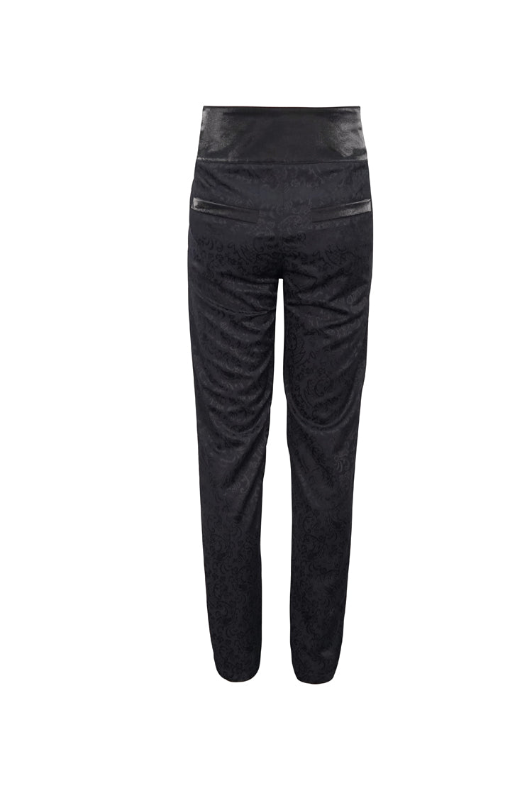Black High Waist Jacquard Double Breasted Vintage Men's Punk Trousers