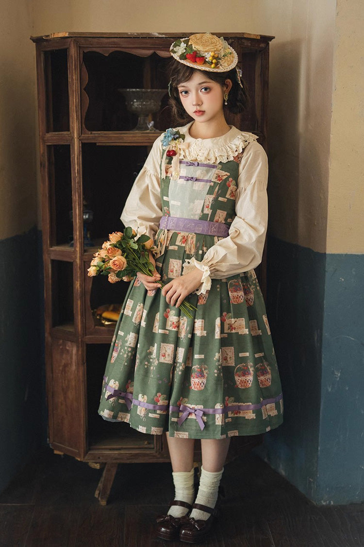 Forest Illustrated Book Watercolor Picture Book Print Sweet Elegant Lolita JSK Dress 3 Colors