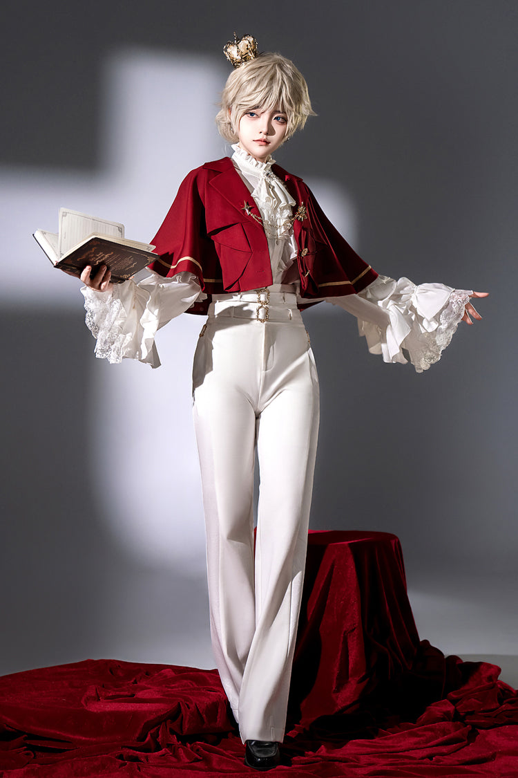 White [Day and Night Song] Long Sleeves Ruffle Ouji Gothic Lolita Skirt Pants