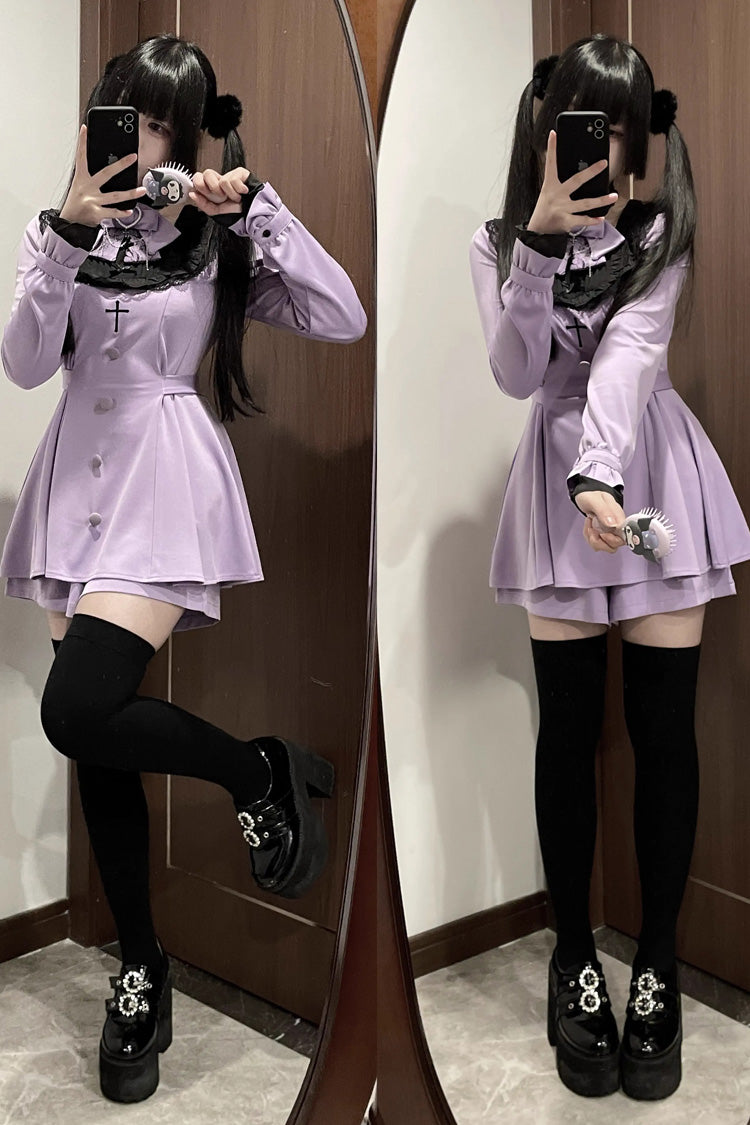 Stairway to Heaven Long Sleeves Embroidery Bowknot Lace Sweet Jirai Kei Set 3 Colors
