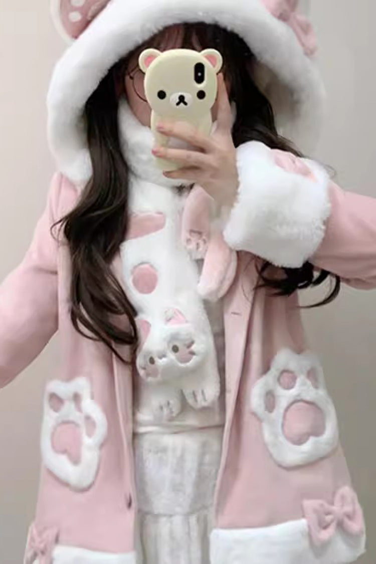 Calico Cat Langarm Schleife Kapuze Alltags Süßer Lolita Mantel 3 Farben