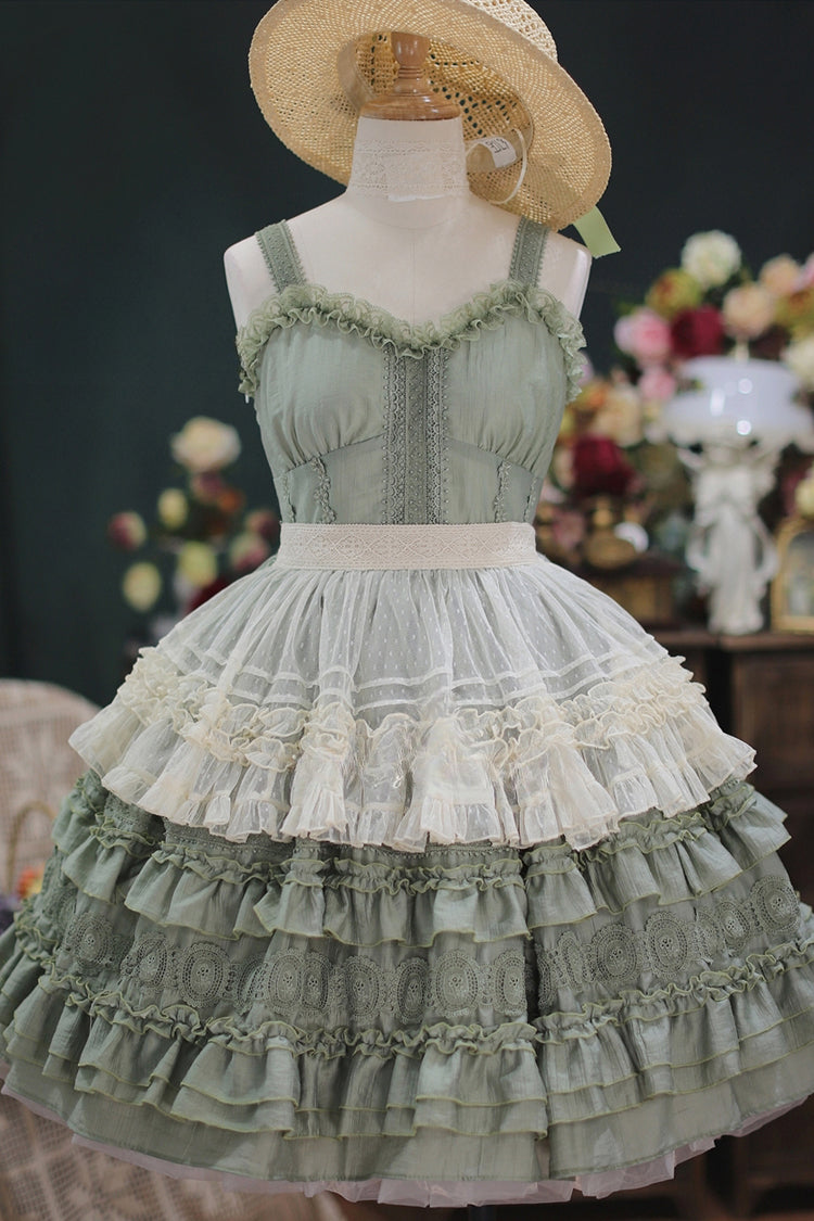 Dream Bouquet Elegant French Ruffle Sweet Lolita JSK Tiered Dress 4 Colors