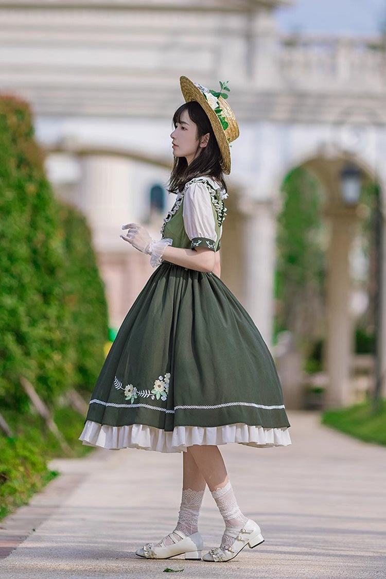 Multi-Color Doll Collar Embroidered Short Sleeves Classic Lolita Dress