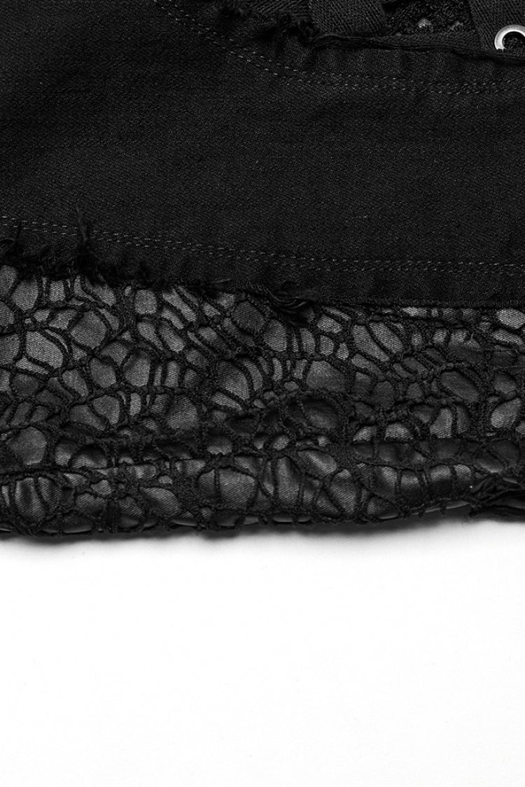Black Hole Eyes Buckle Unedged Flared Women's Punk Pants