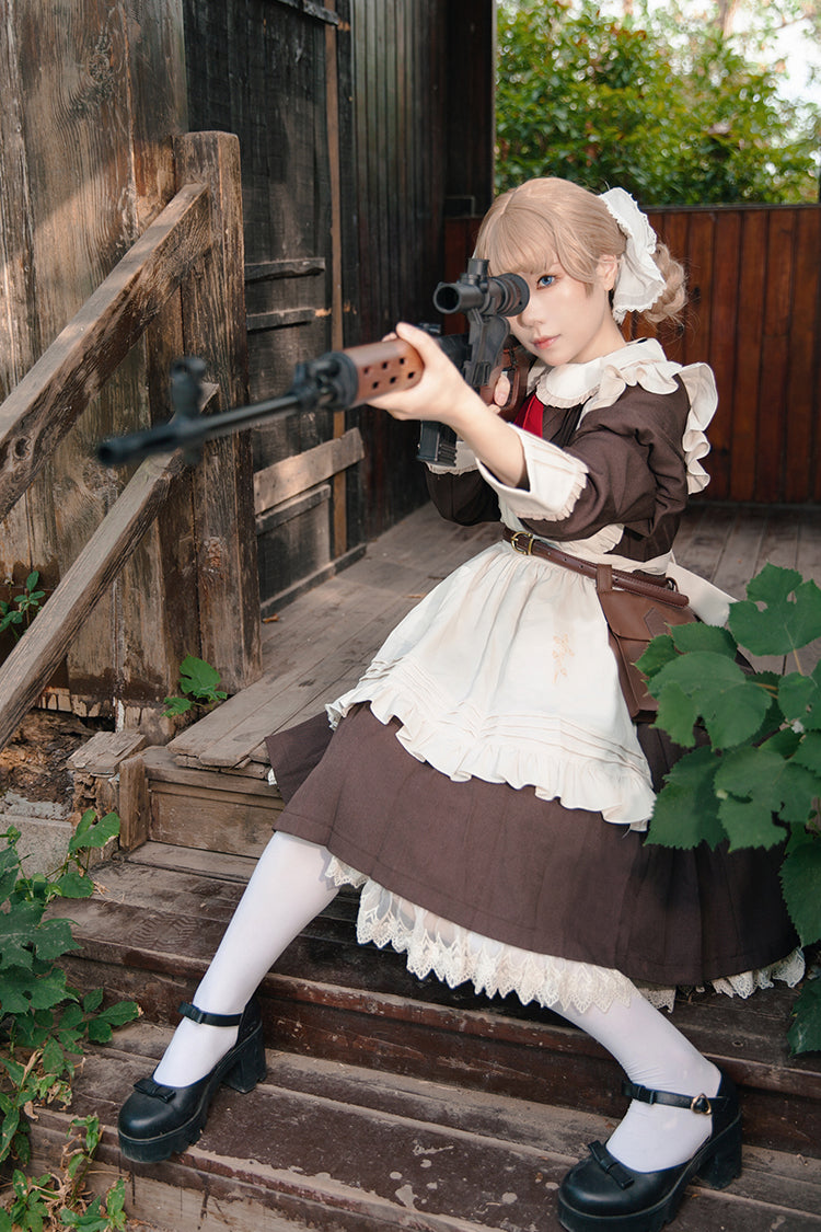 [Violent Maid] Long Puff Sleeves Bowknot Classic Vintage Lolita Dress 2 Colors