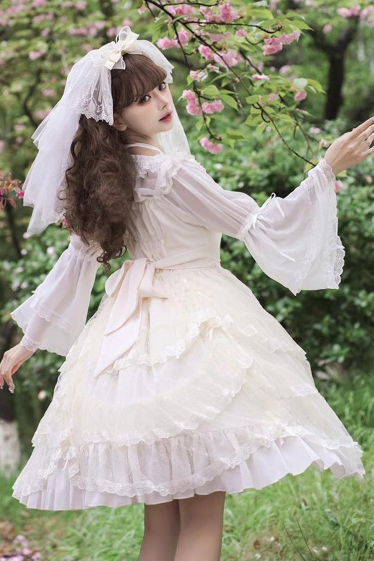 Iris Love Multi-layer Jacquard Bowknot Sweet Elegant Princess Lolita Jsk Dress 2 Colors