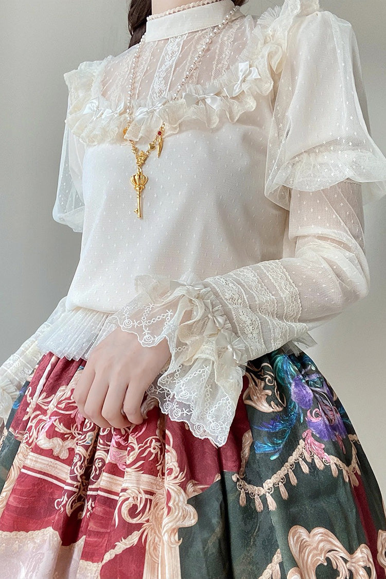 Ivory [Kaleidoscope of Dreams] Stand Collar Long Sleeves Ruffle Sweet Lolita Blouse