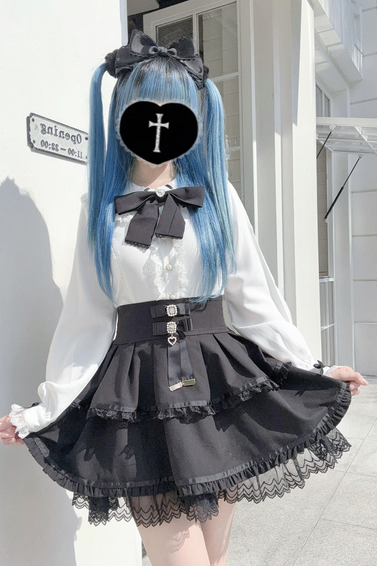 Rabbit Ears Long Sleeves Bowknot Lace Sweet Jirai Kei Japanese Blouse 3 Colors