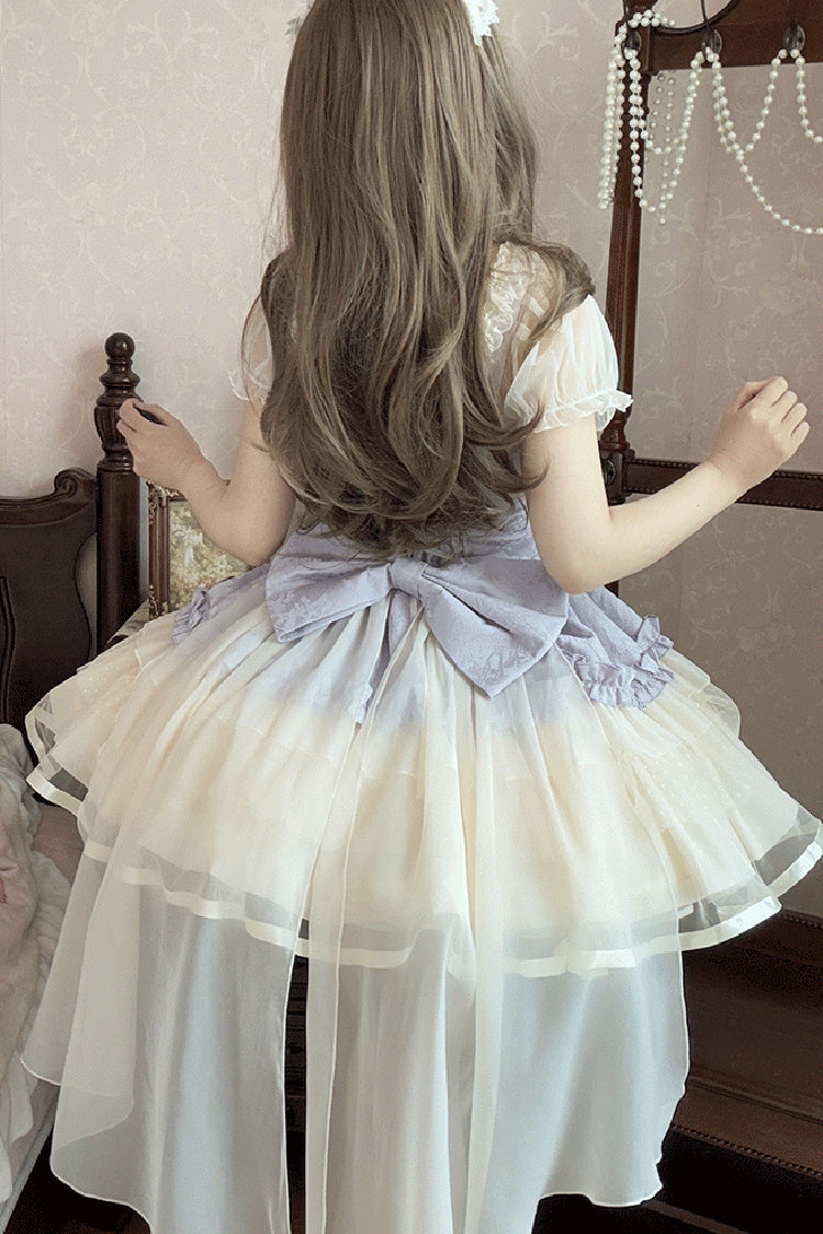 Purple/Ivory Dance of Time Triple-Layered Ballet Style Bowknot Lace-Up Sweet Lolita Jsk Dress