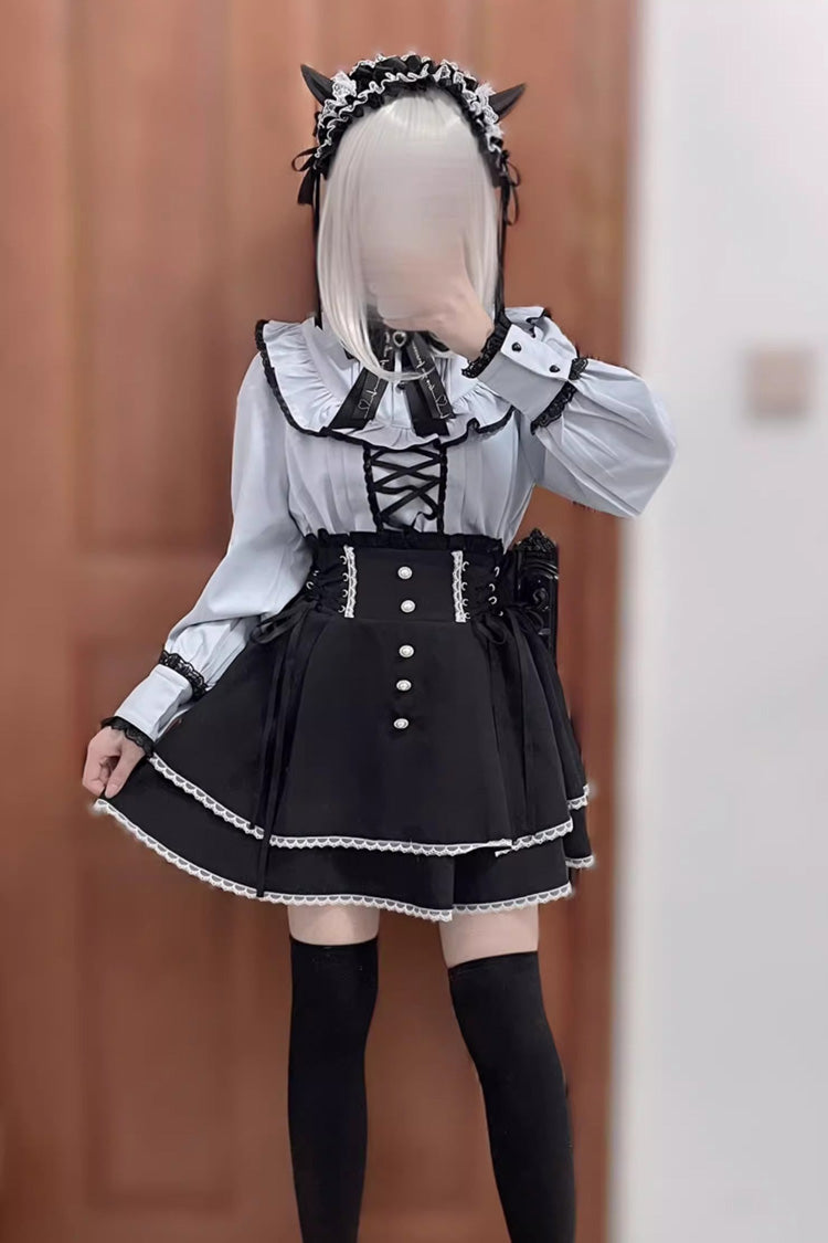 Jirai Kei High Waisted Bowknot Lace Lace-Up Sweet Lolita Skirt 2 Colors