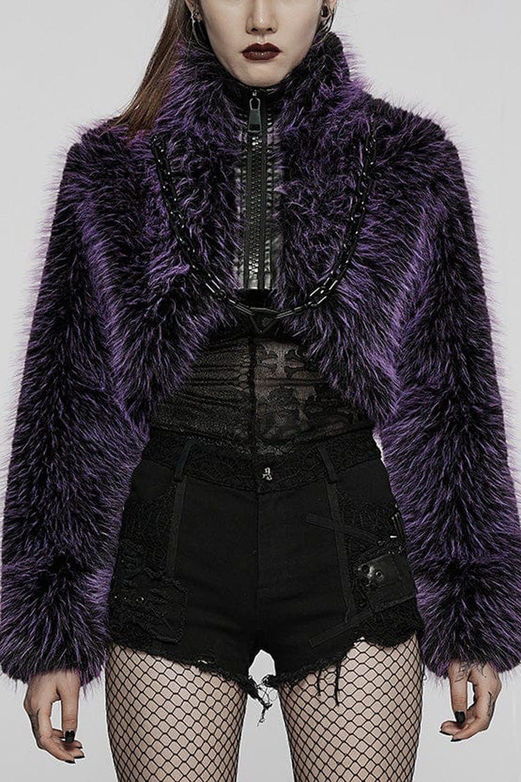 Detachable Chain Long Sleeves Womens Steampunk Short Coat 2 Colors